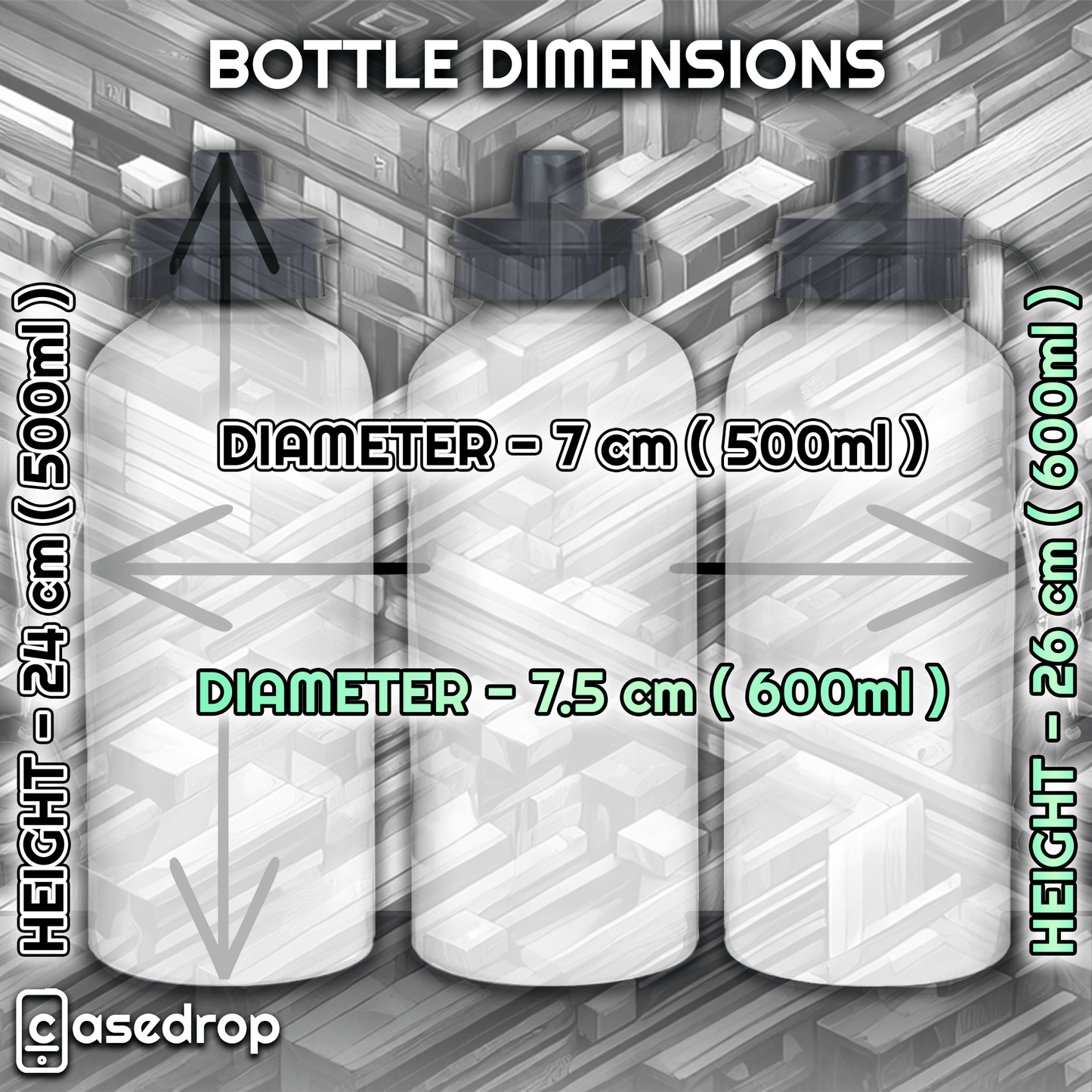 Aluminium Water Bottle Size Guide - 500ml and 600ml Options