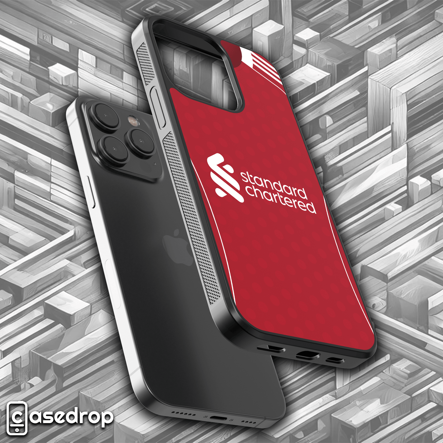 official-style liverpool fc phone case with red kit graphic for iPhone, Samsung and Google Pixel phone models