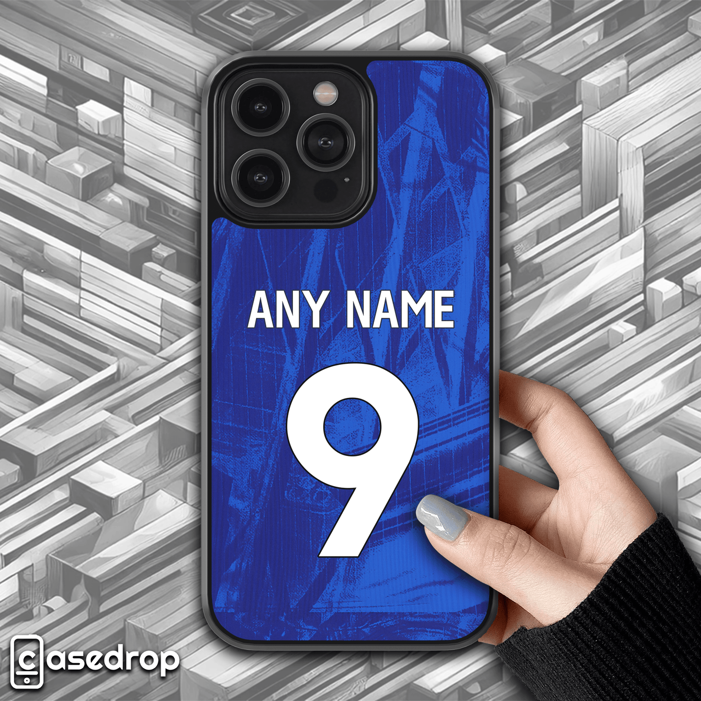 chelsea 2025 home football shirt phone case personalised with name and number for iPhone, Samsung and Google Pixel phone models