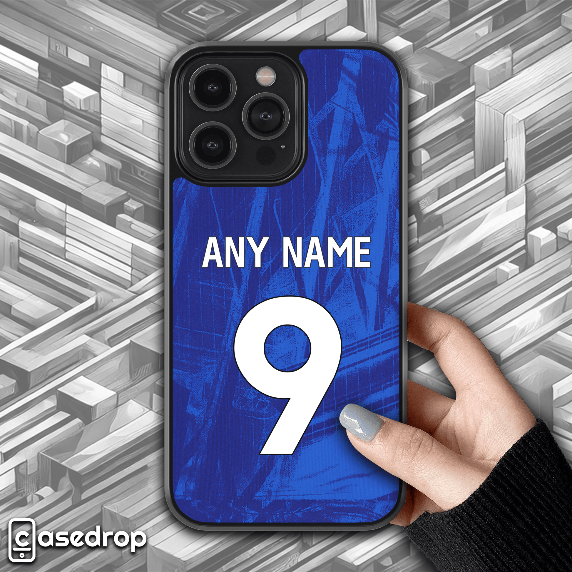 chelsea 2025 home football shirt phone case personalised with name and number for iPhone, Samsung and Google Pixel phone models