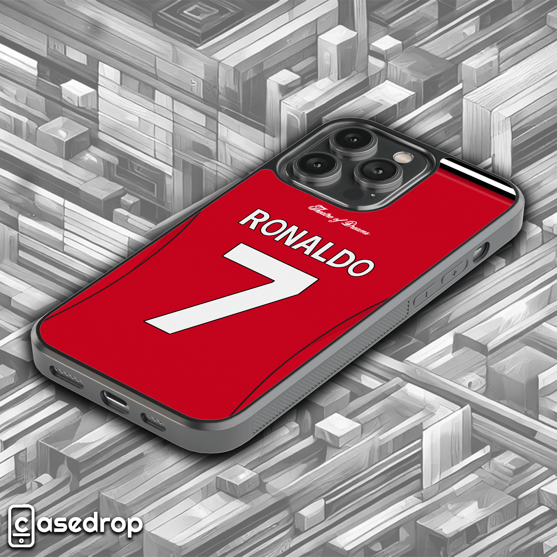 red shirt Man Utd phone case with custom name and number for iPhone, Samsung and Google Pixel phone models