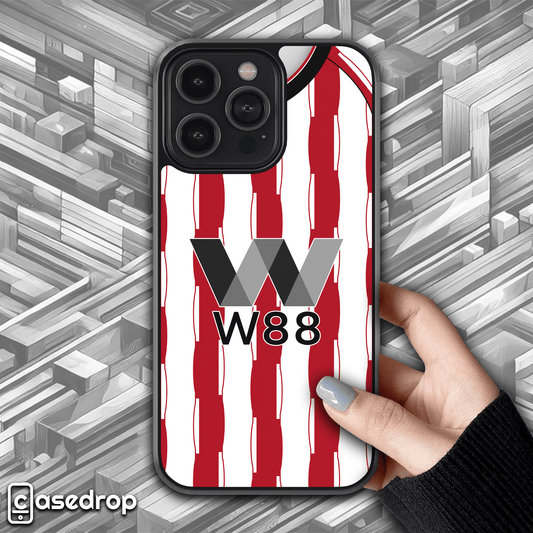 sunderland 2025 home football kit phone case with W88 sponsor for iPhone, Samsung and Google Pixel phone models