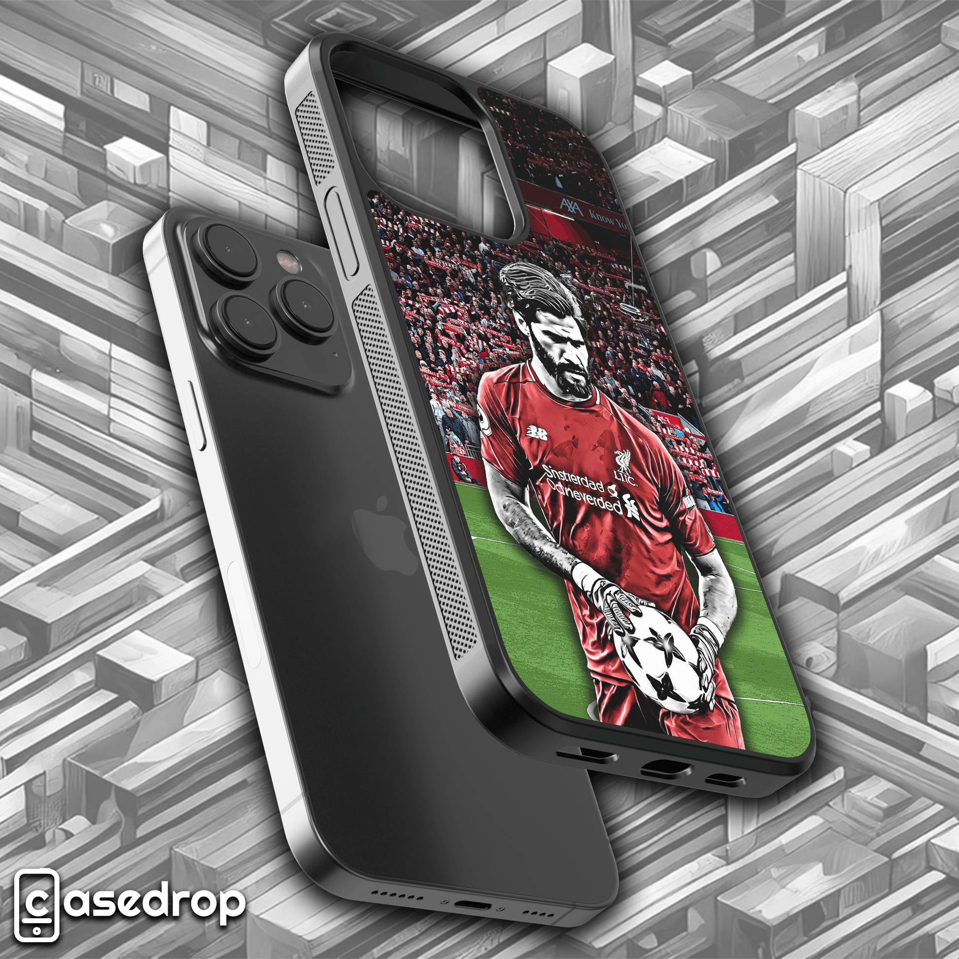 red kit Premier League keeper Alisson Becker phone case for iPhone, Samsung and Google Pixel phone models
