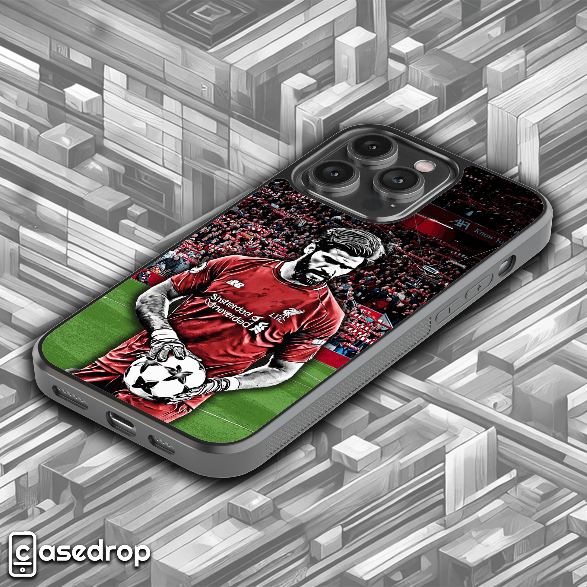 Anfield background Liverpool goalkeeper phone cover for iPhone, Samsung and Google Pixel phone models