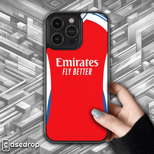 Arsenal 2025 home kit phone case, football shirt design for iPhone, Samsung & Pixel