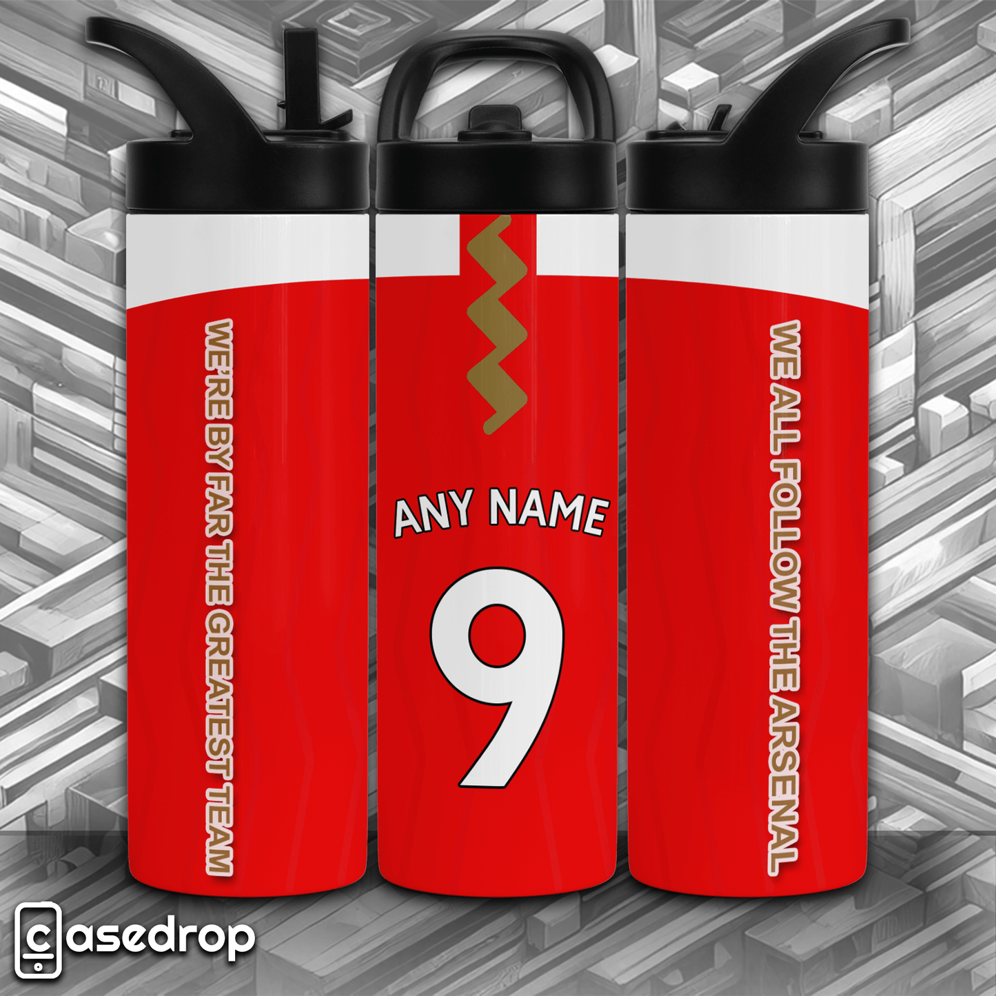 Arsenal personalised 20oz sports tumbler with name and number