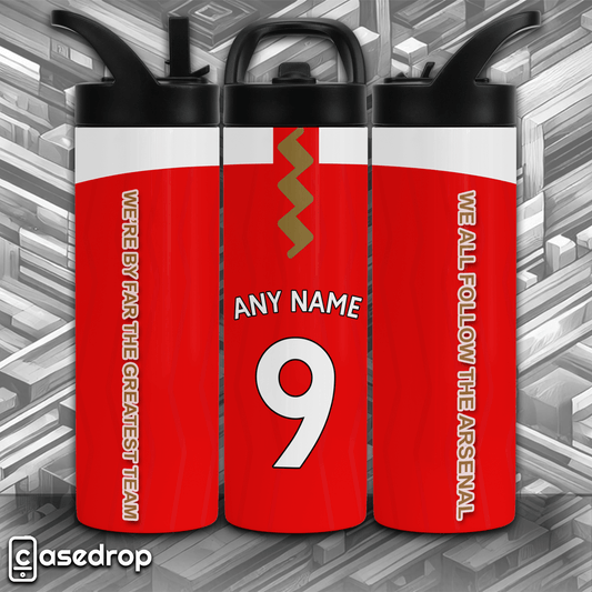Arsenal personalised 20oz sports tumbler with name and number