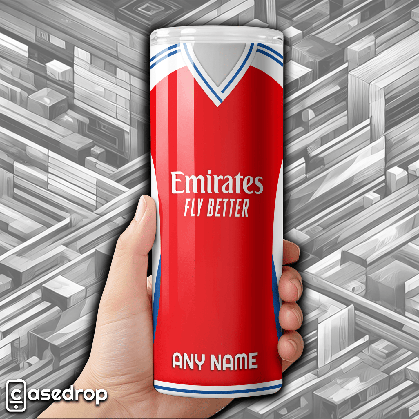 Custom Arsenal football tumbler with Big Ben backdrop