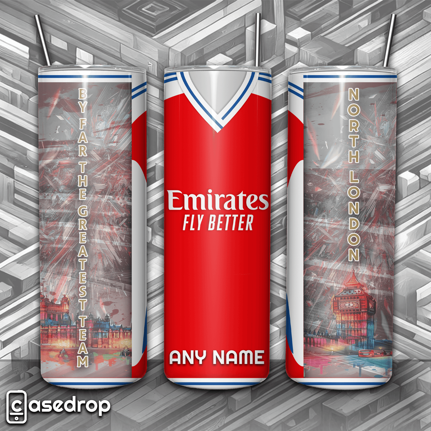 Arsenal personalised tumbler cup home kit 2025 – North London Big Ben