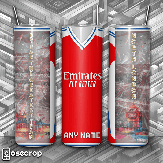 Arsenal personalised tumbler cup home kit 2025 – North London Big Ben