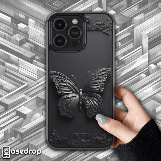 Black Butterfly 3D Phone Case: A striking black phone case featuring a 3D butterfly design, adding a sophisticated and elegant touch.