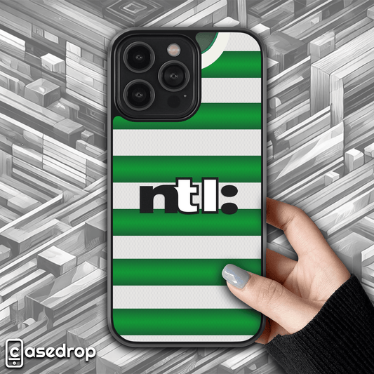 Celtic FC retro phone case, 2003 home football shirt design