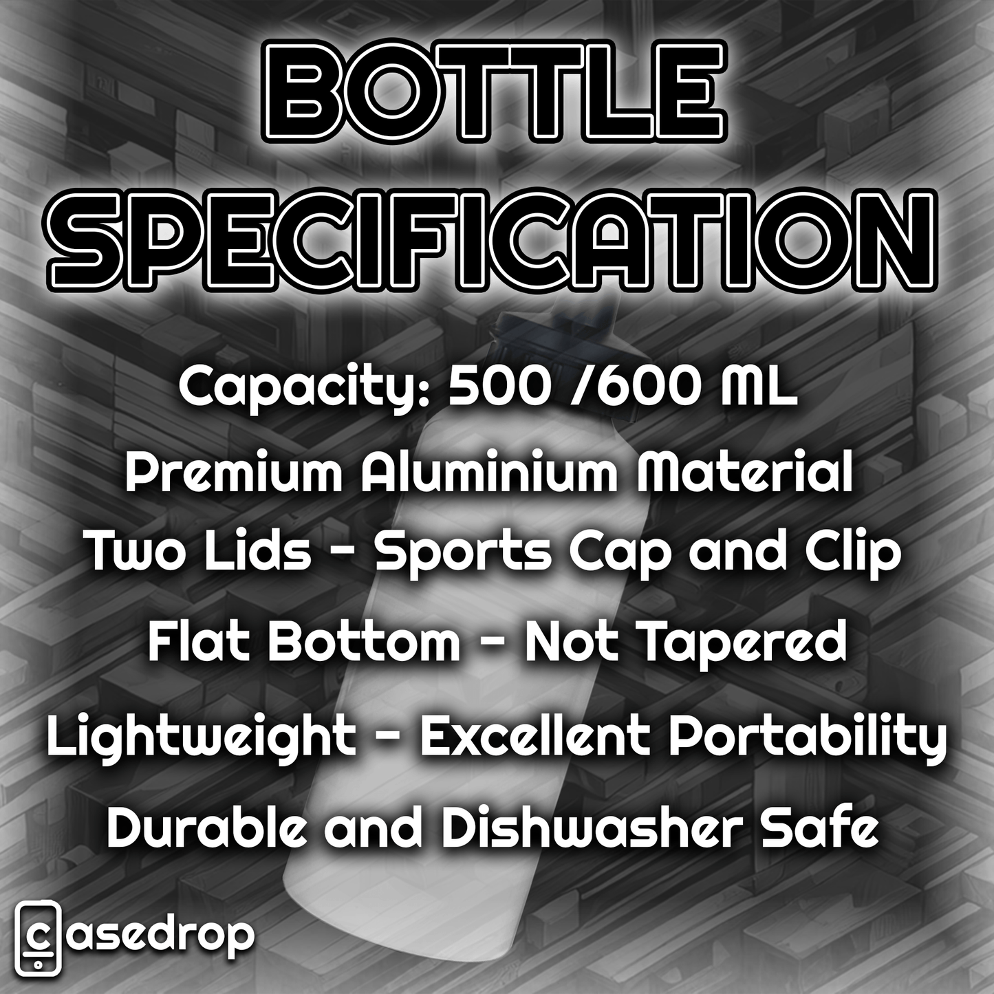 Custom Aluminium Water Bottle Specifications Infographic