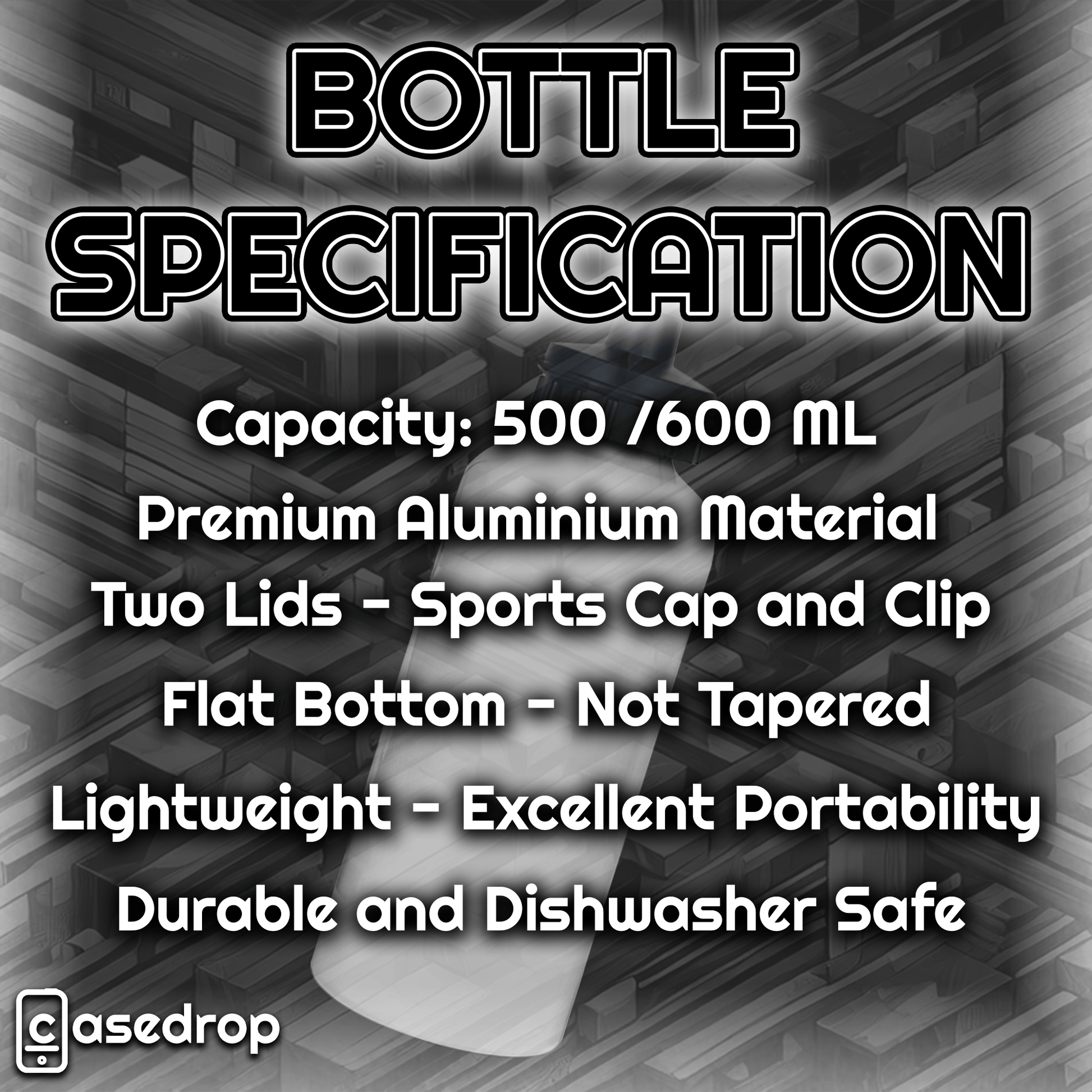 Custom Aluminium Water Bottle Specifications Infographic