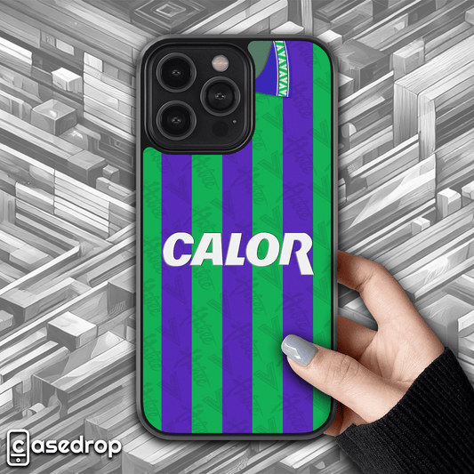 Hibernian retro football phone case, 1994 away kit, classic design for iPhone, Samsung & Google Pixel.