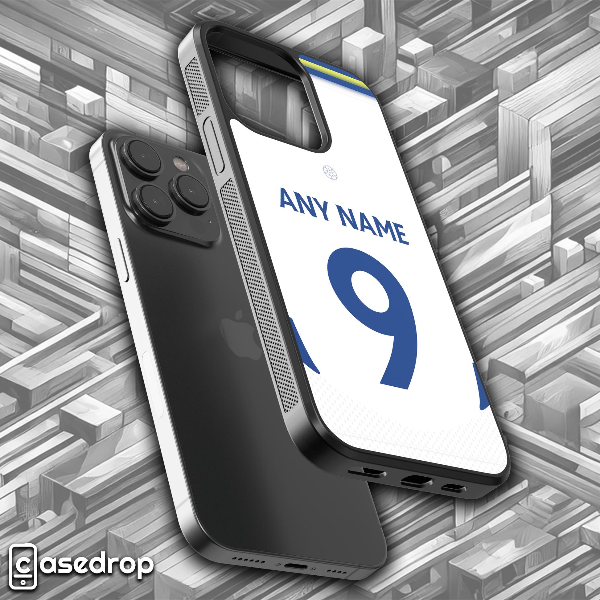 Leeds United FC 2025 home shirt phone case with customisation
