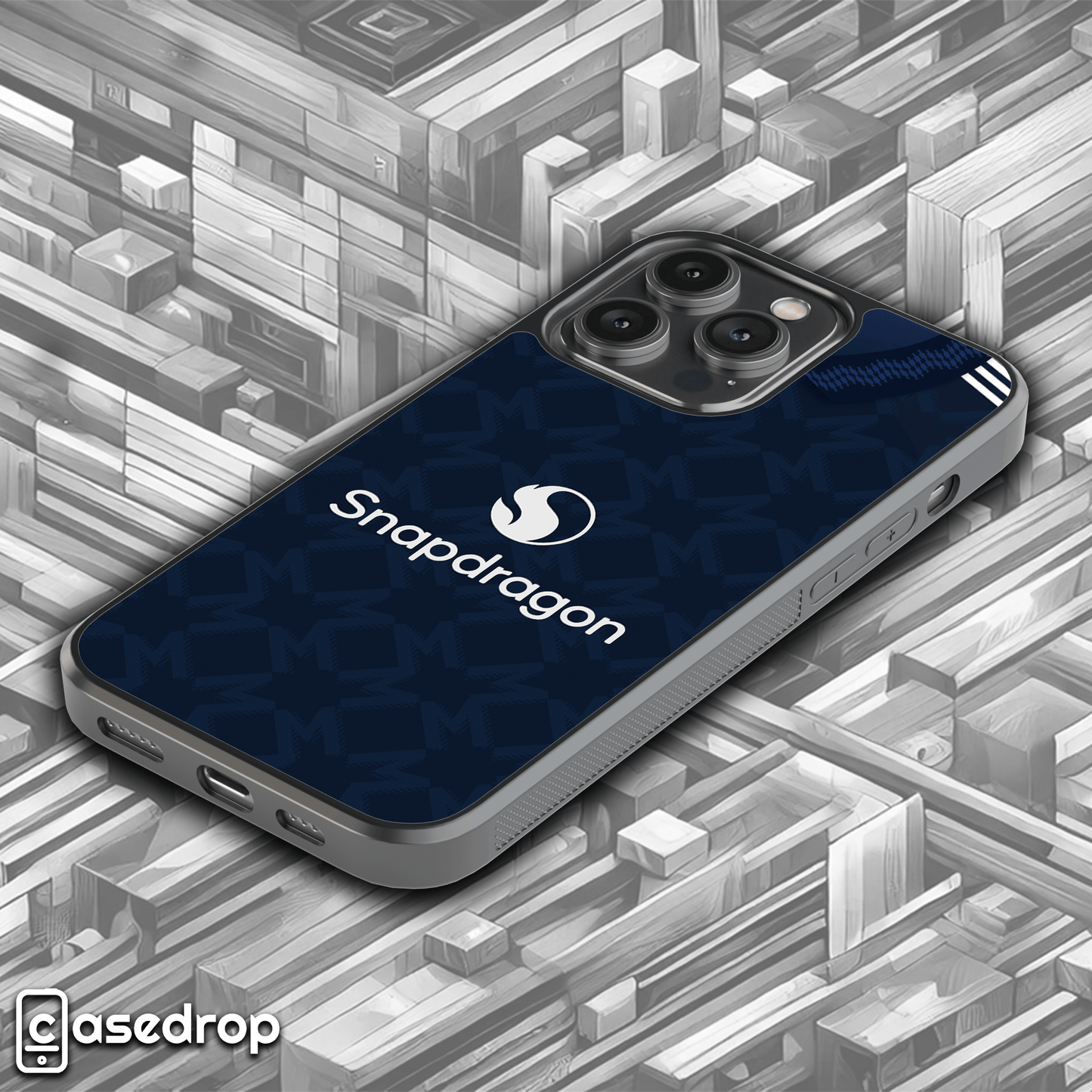 navy blue Snapdragon sponsor Manchester United away case for iPhone, Samsung and Google Pixel phone models