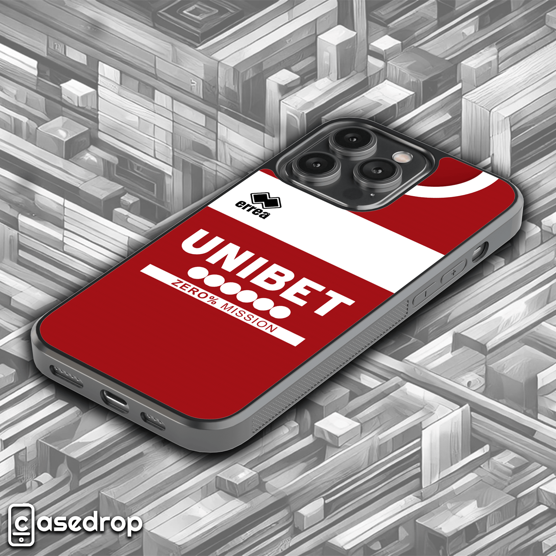 UNIBET sponsor red and white Middlesbrough shirt phone case for iPhone, Samsung and Google Pixel phone models