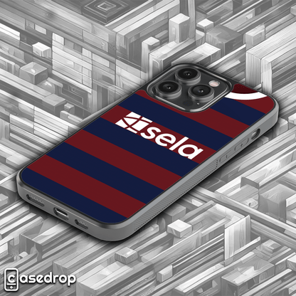 maroon and navy Newcastle away shirt design phone case for iPhone, Samsung and Google Pixel phone models