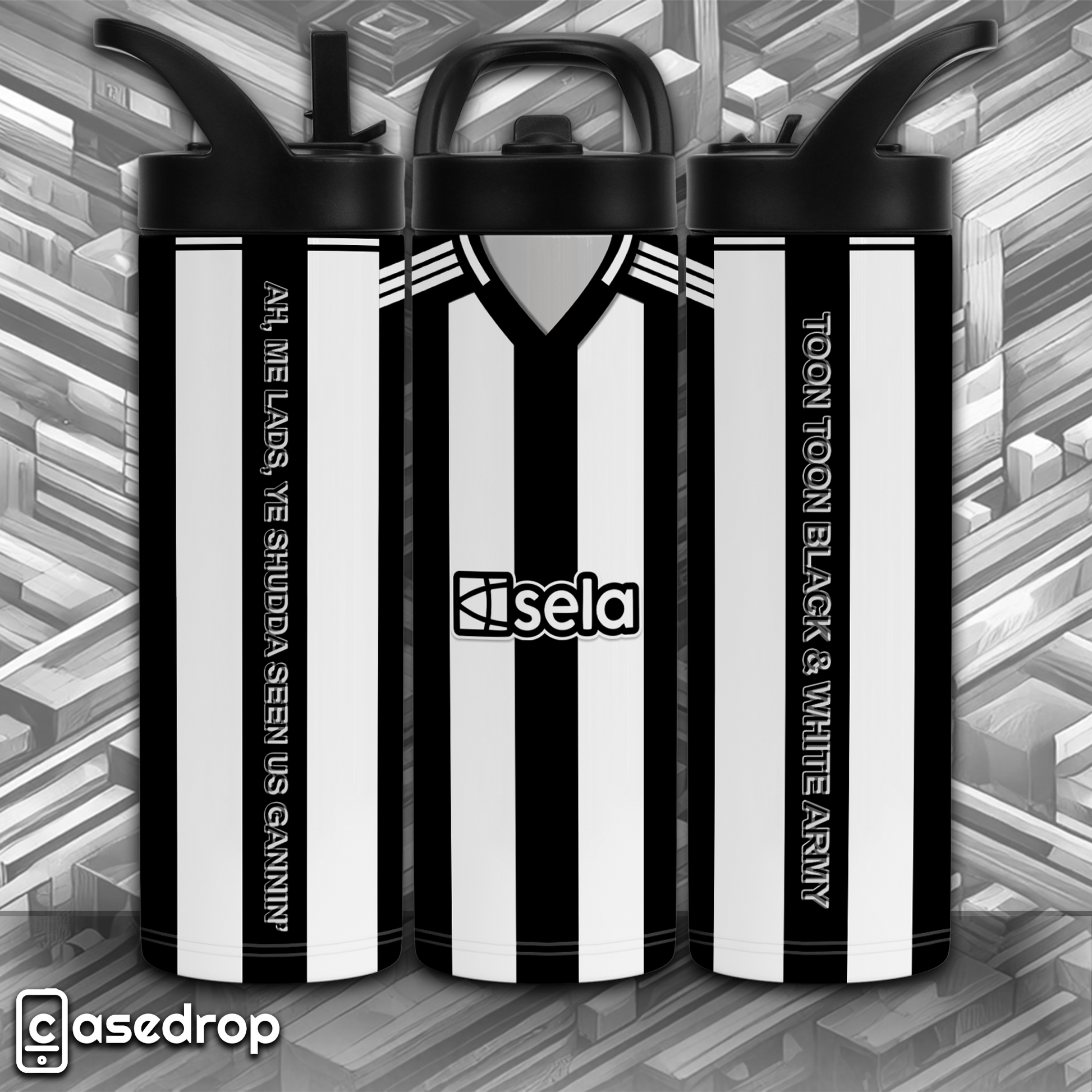 Newcastle 20oz sports tumbler – Black & White Home Kit design