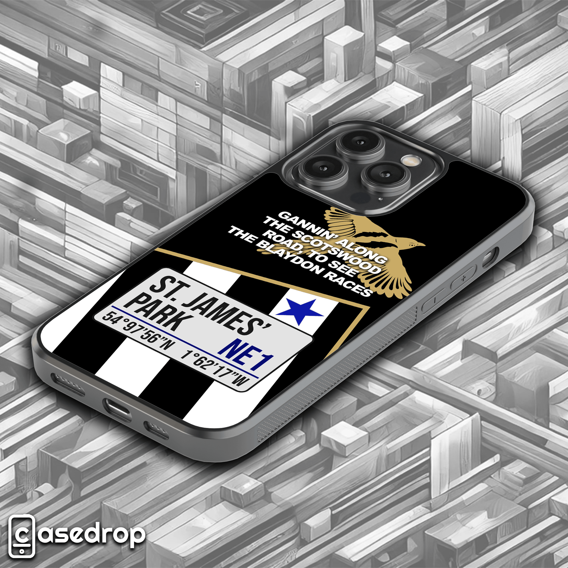 Newcastle United Football Phone Case – Black & White Striped Design