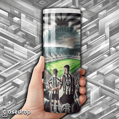 Personalised dad and son Newcastle United tumbler with stadium background