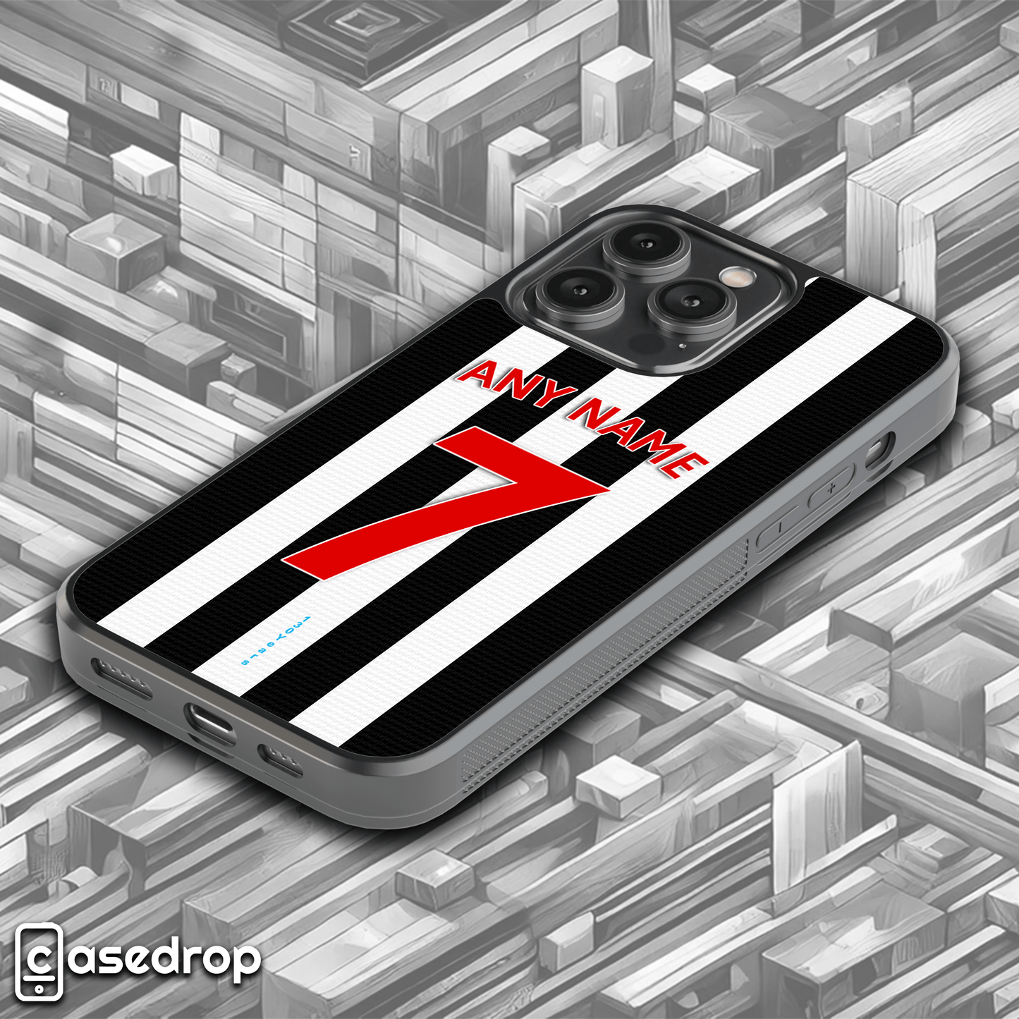 Newcastle United football kit phone case with custom name and number option