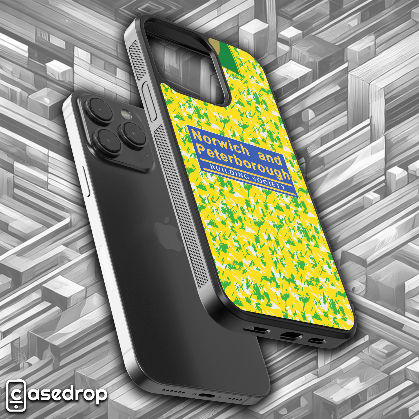Vintage Norwich football kit phone case, compatible with iPhone, Samsung & Pixel