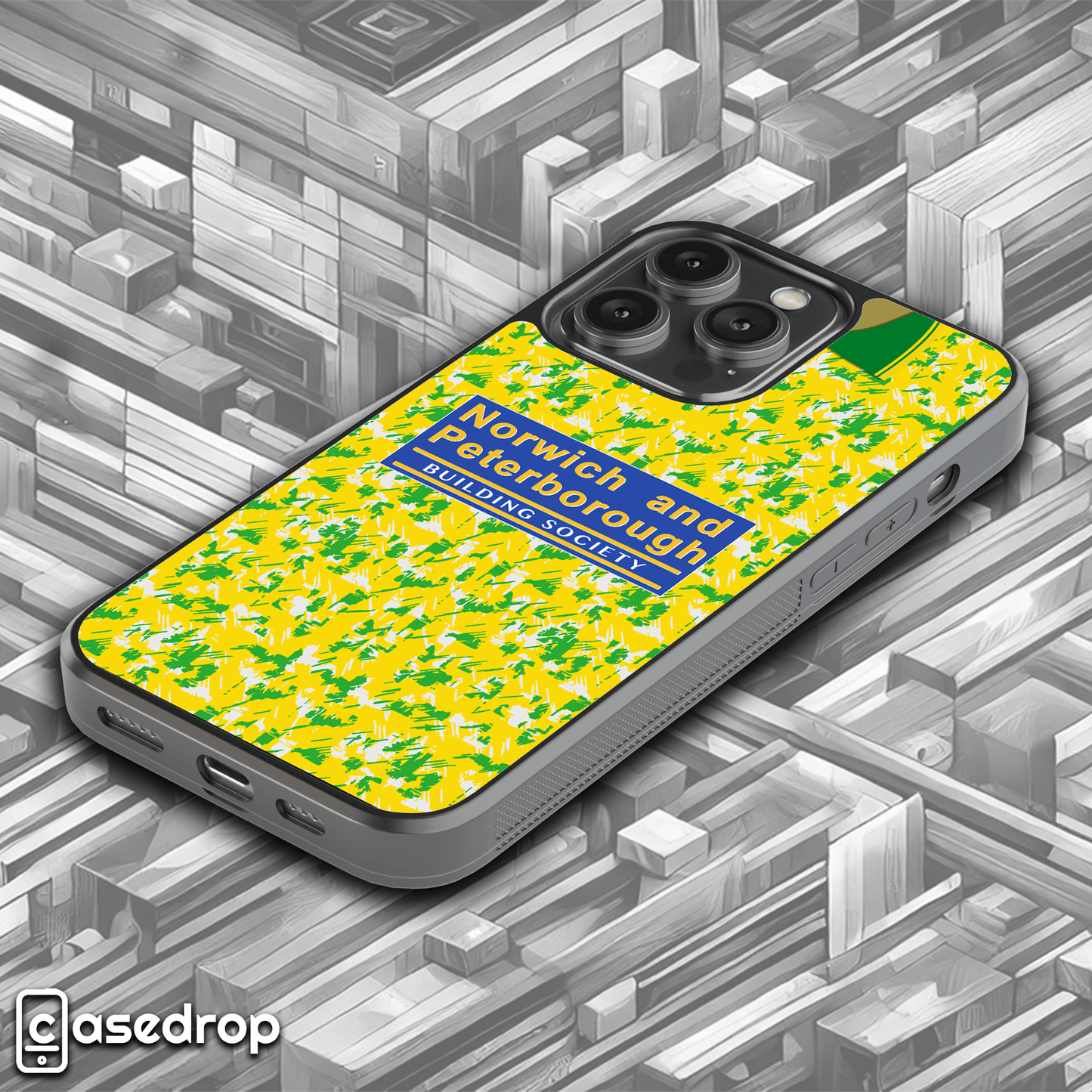 Classic Norwich City 1993 home football shirt design on a phone case