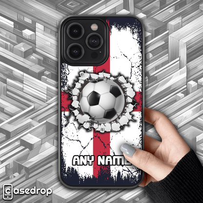 personalised England football flag phone case with custom name for iPhone, Samsung and Google Pixel phone models
