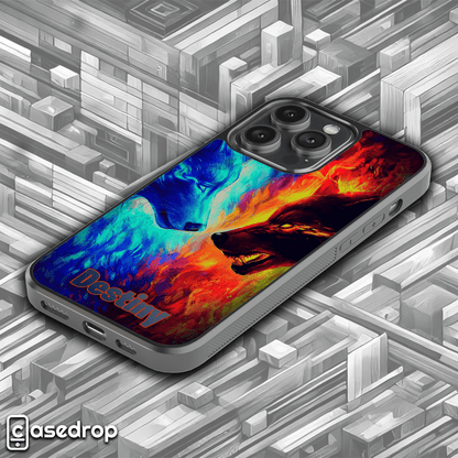 custom name fiery blue red wolf animal phone case for Samsung Galaxy