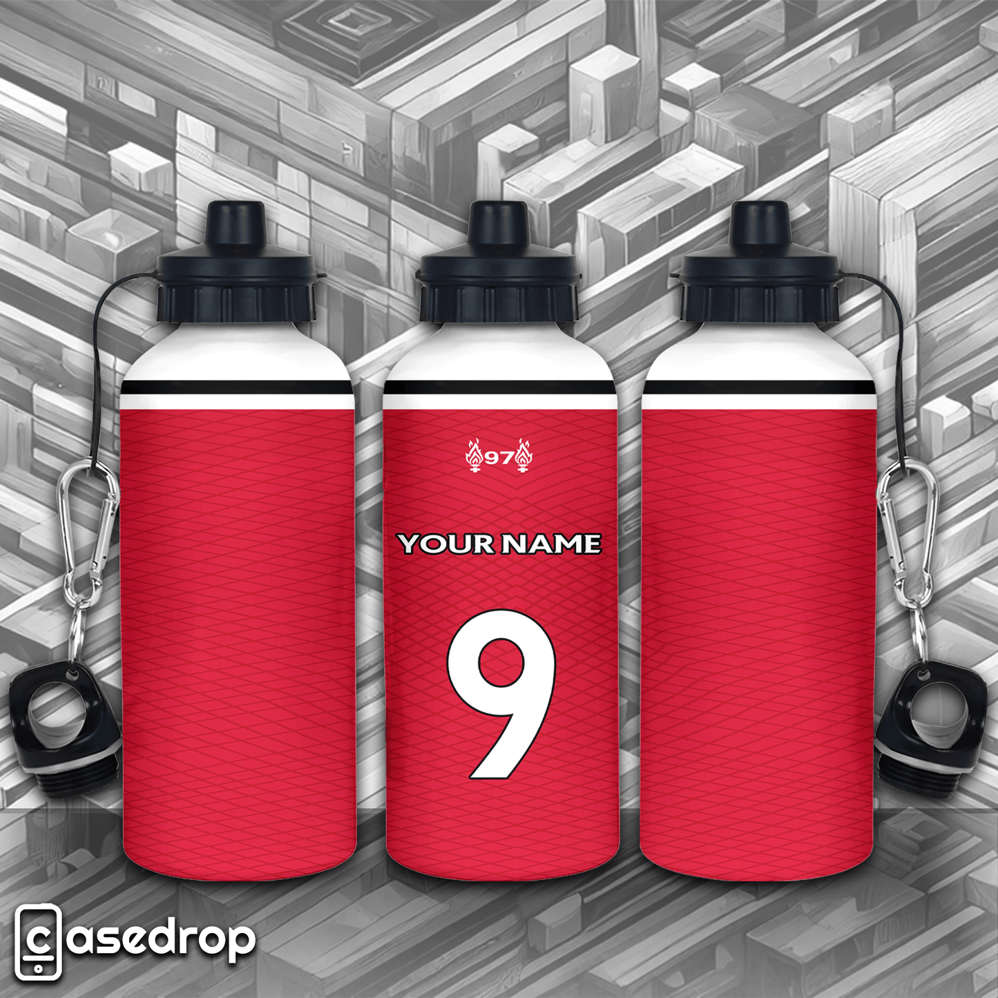 Personalised Liverpool FC Water Bottle - Custom Name and Number Design