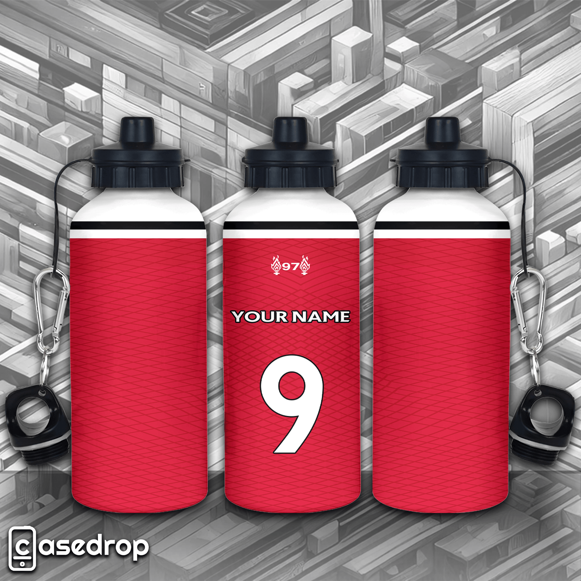 Personalised Liverpool FC Water Bottle - Custom Name and Number Design