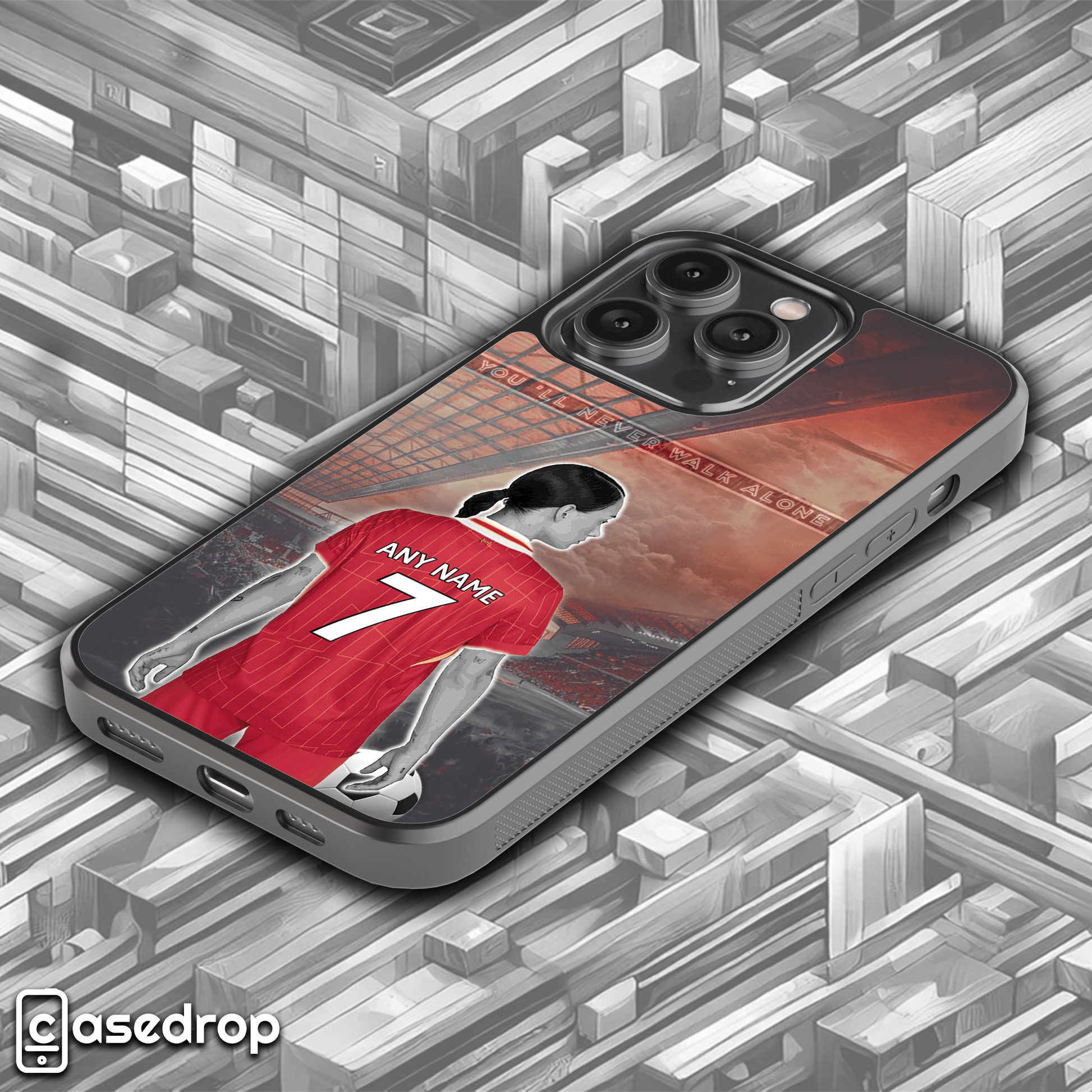 Custom Liverpool FC women's football shirt phone cover with name & number