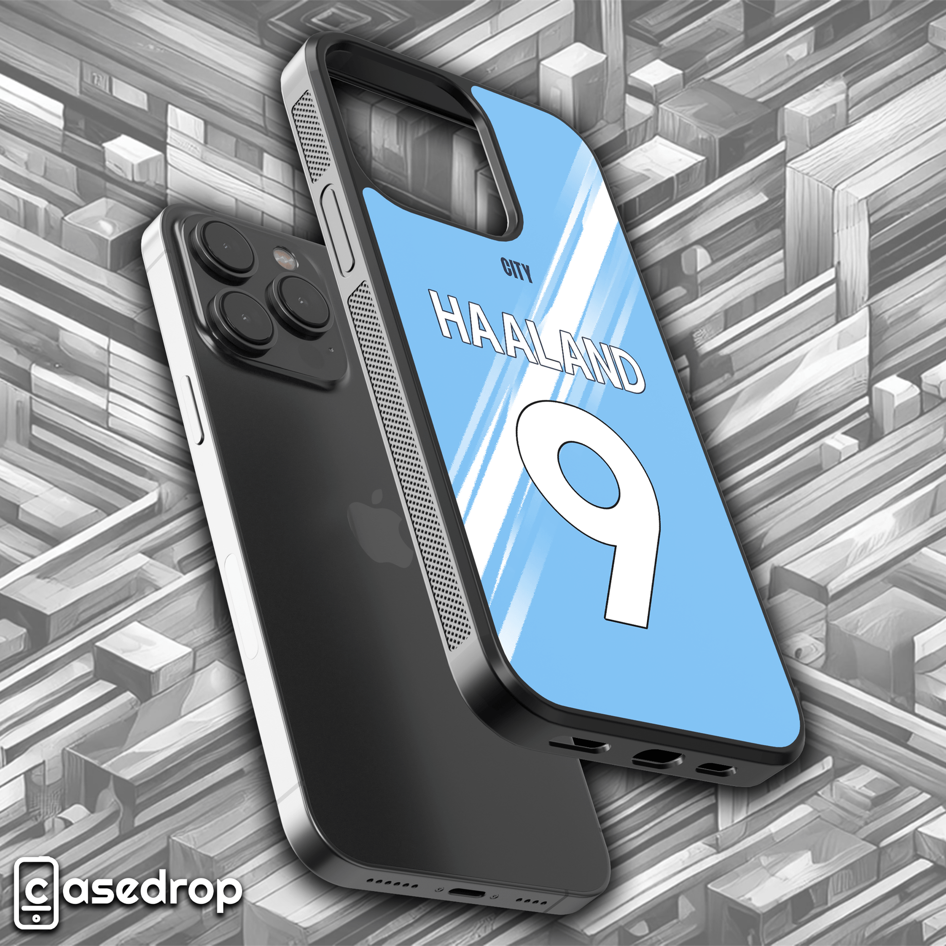 CITY collar detail personalised Manchester City fan phone cover for iPhone, Samsung and Google Pixel phone models