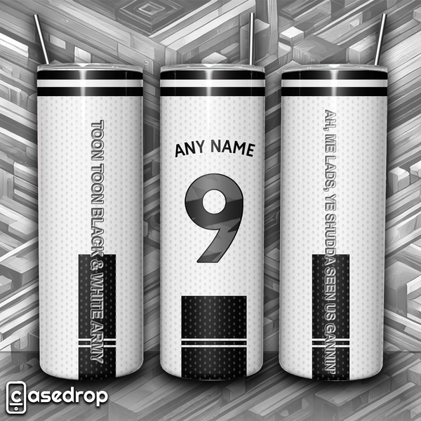 Newcastle personalised home kit tumbler with custom name and number