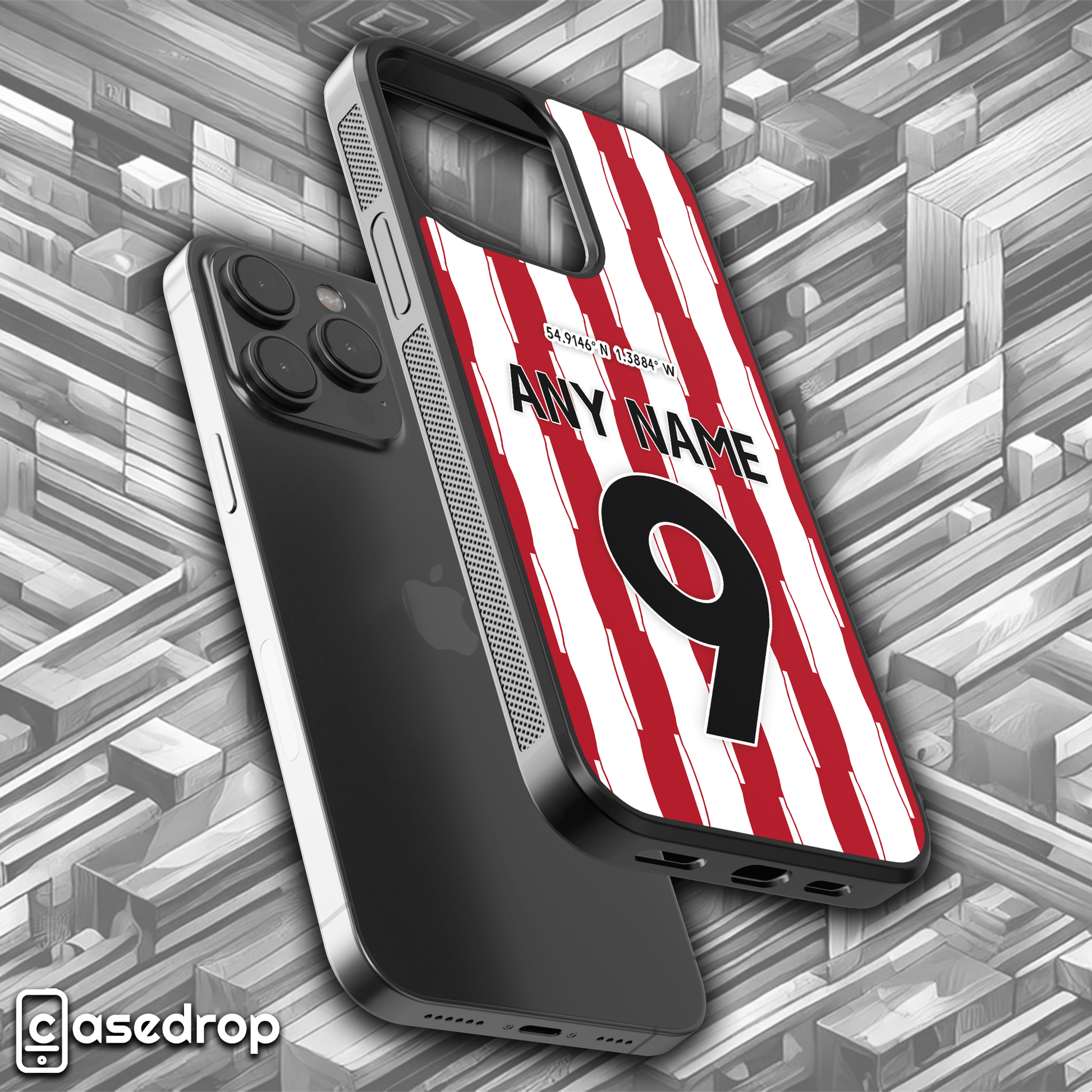 Stadium of Light coordinates design Sunderland fan phone cover for iPhone, Samsung and Google Pixel phone models