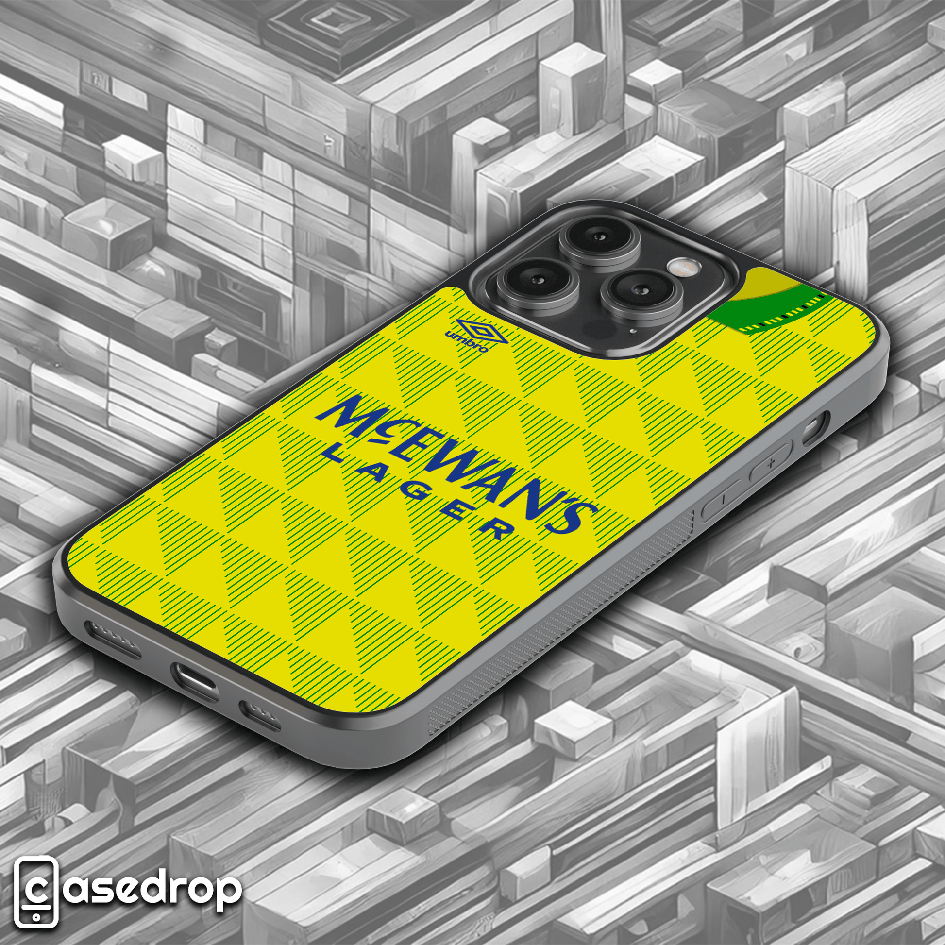 Retro football phone case inspired by the iconic 90s Newcastle away shirt