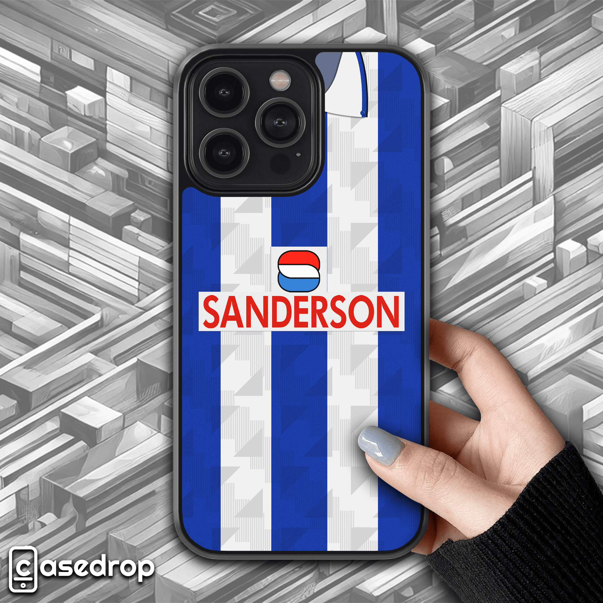 Sheffield Wednesday retro home kit phone case, 1993/94 football shirt design