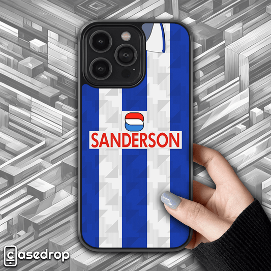 Sheffield Wednesday retro home kit phone case, 1993/94 football shirt design