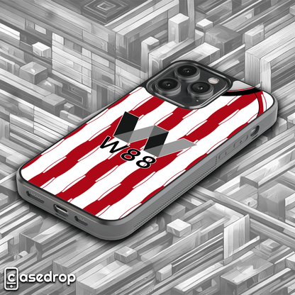 red and white stripe sunderland football shirt phone cover for iPhone, Samsung and Google Pixel phone models