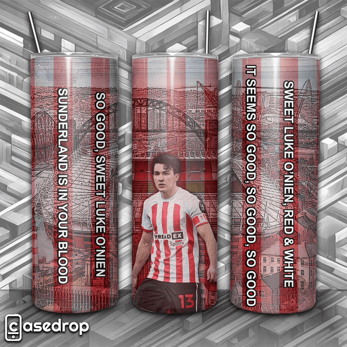 Sunderland Luke O'Nien football tumbler – red and white fan cup