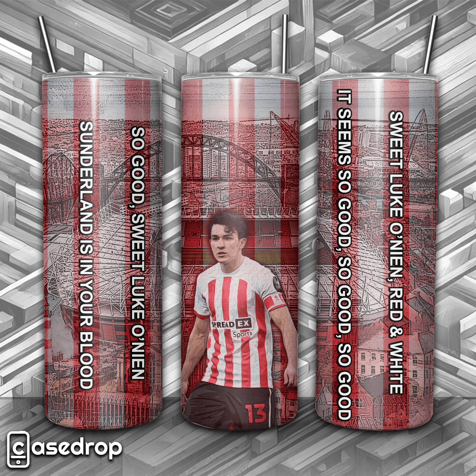Sunderland Luke O'Nien football tumbler – red and white fan cup