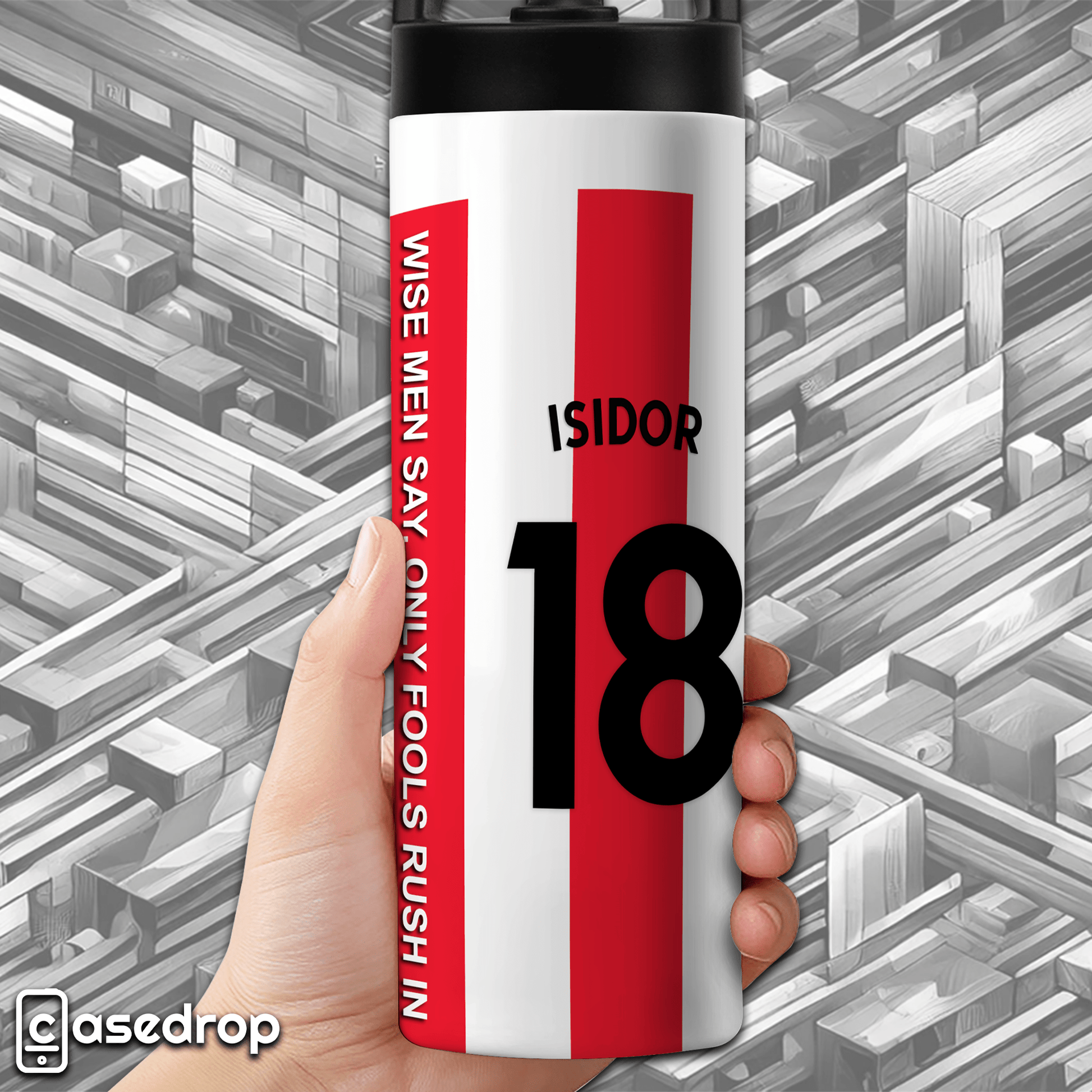 Custom Sunderland AFC football tumbler – red and white striped design