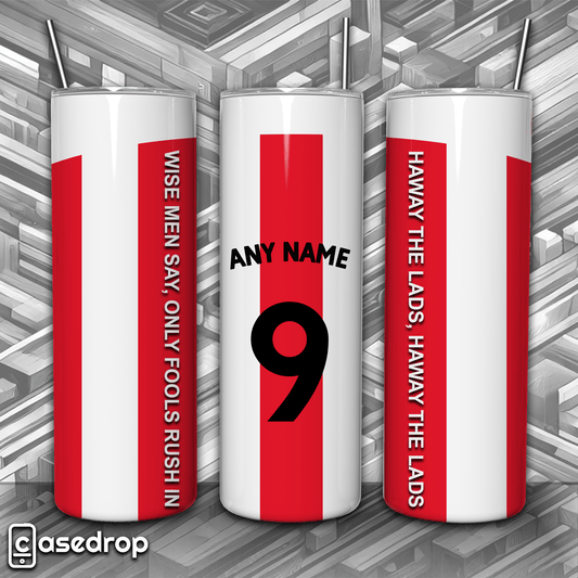 Personalised Sunderland United tumbler with Wise Men Say & Haway The Lads text