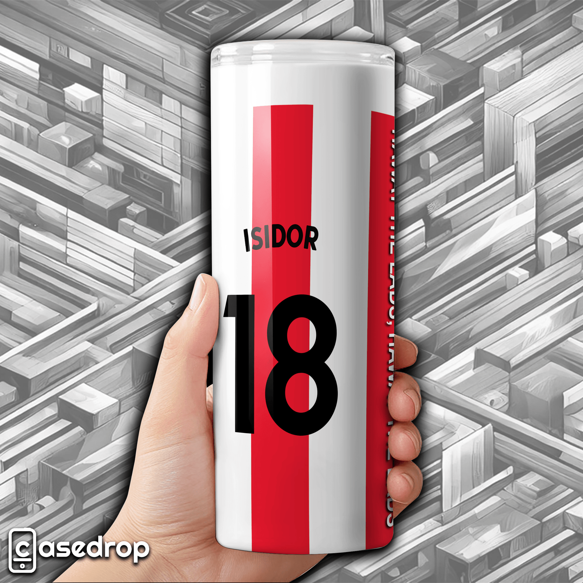 Sunderland football tumbler with personalised name and number design