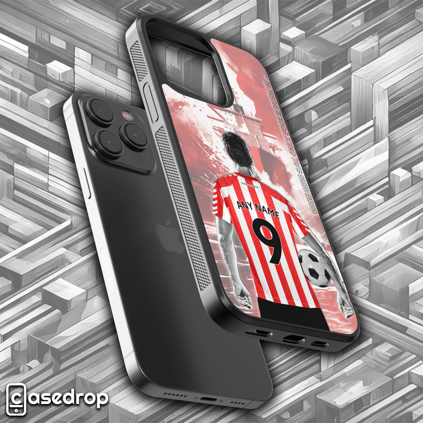 Custom Sunderland Mackem fan gift – personalised football phone case for iPhone, Samsung, and Google Pixel.