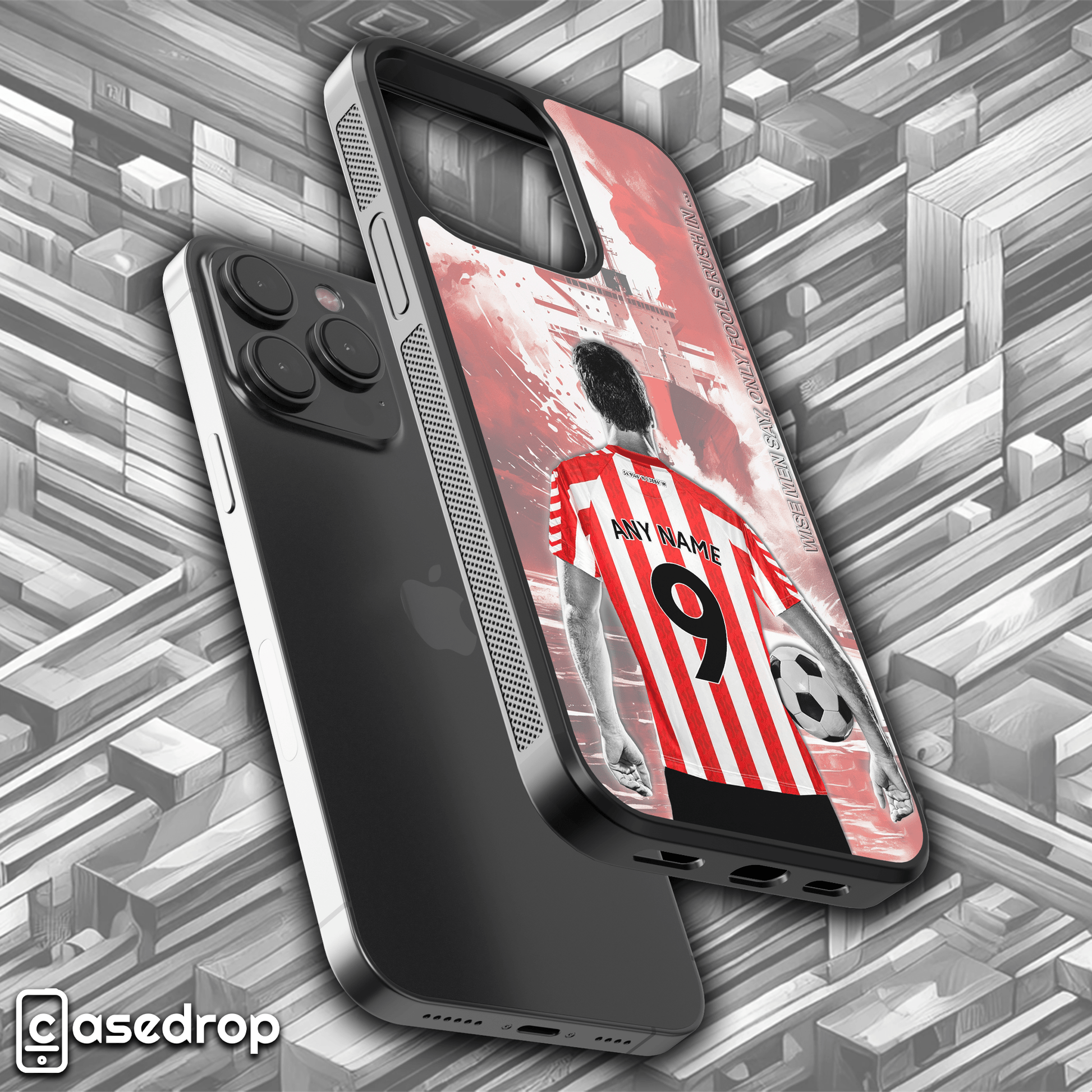 Custom Sunderland Mackem fan gift – personalised football phone case for iPhone, Samsung, and Google Pixel.