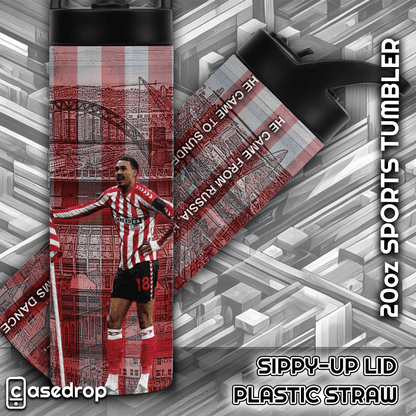 Sunderland football tumbler featuring Wilson Isidor and Wear Bridge