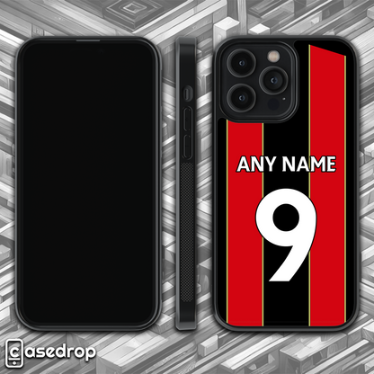 Rotating AFC Bournemouth 2025 personalised football shirt phone case